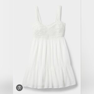 Gap Crinkle Texture Crochet Detail Mini Dress Size XL EUC